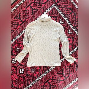 vintage italian sheer turtleneck - sandstone - 100% cotton - made in Italy - EUC
